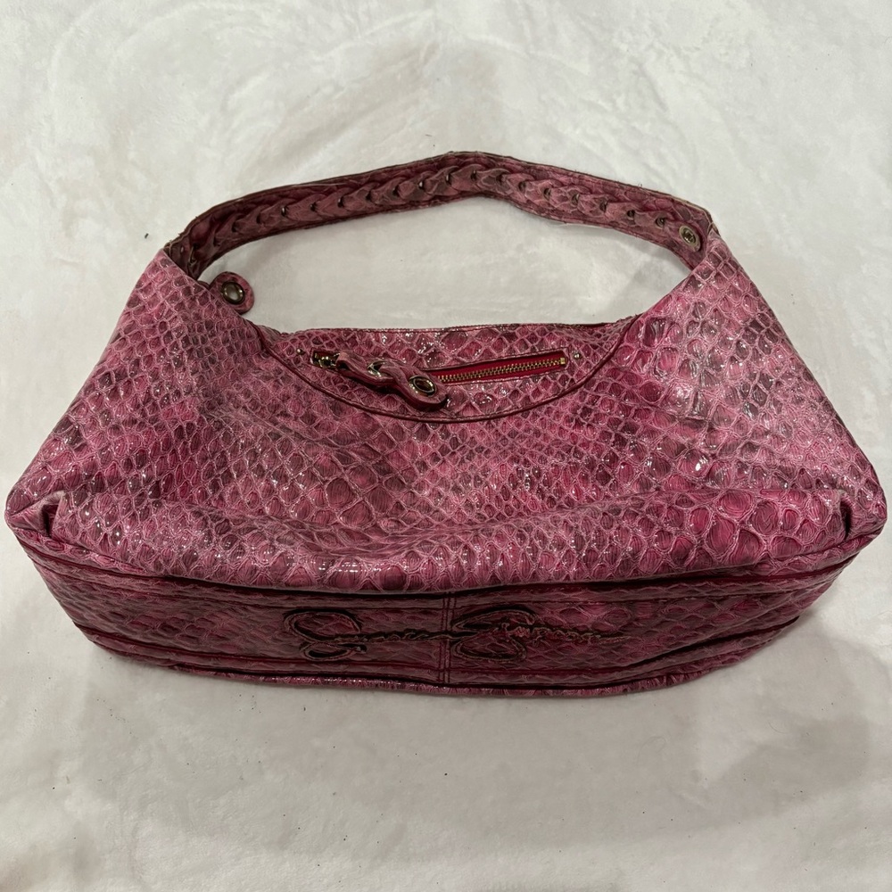 JESSICA SIMPSON Faux Leather Embossed Crocodile Hobo Shoulder Handbag - pink